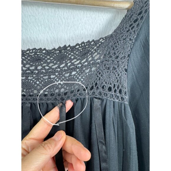 VTG Chez California lagen look crochet whimsygoth dress black sz US 8 - Picture 5 of 9